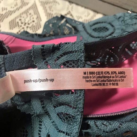 NWT PINK VICTORIA SECRET / High Neck Push up Razor Back Lace Bralette Size M - Picture 6 of 11